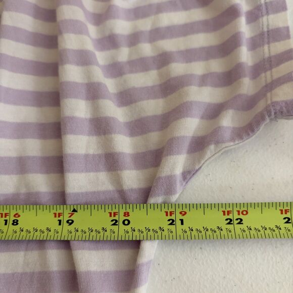 Michael Kors Blouse Women's Large Purple Striped Cold Shoulder Short Sleeve - Picture 9 of 9